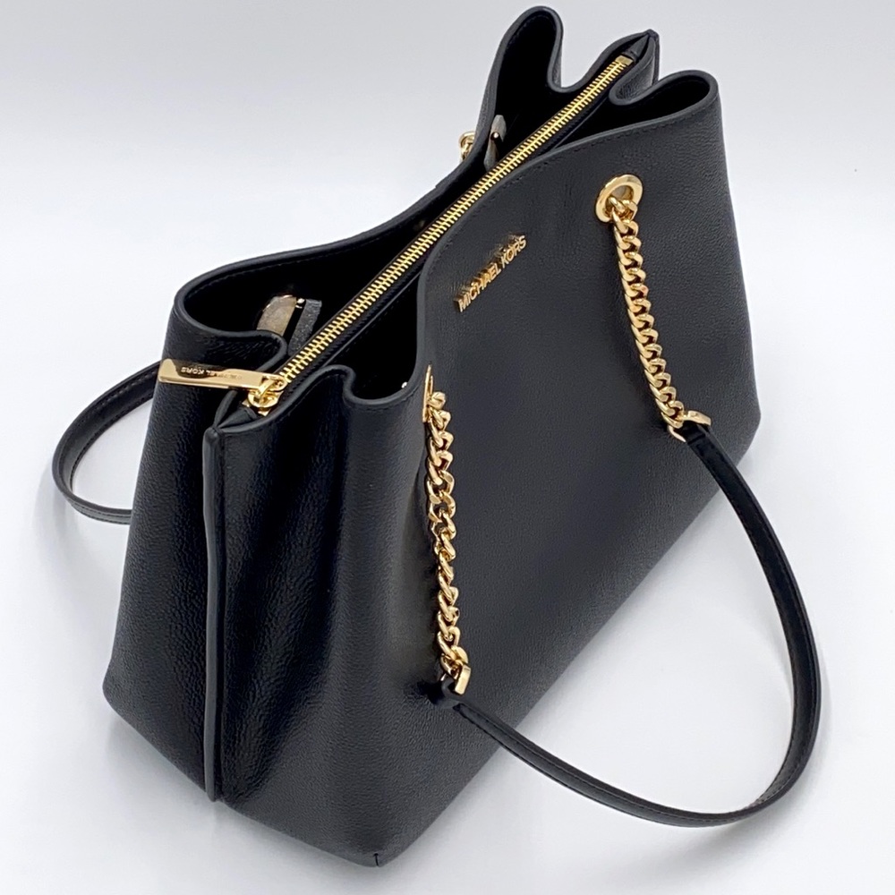 MICHAEL KORS TEAGEN LG LONG DROP SATCHEL BLACK - Picture 8 of 16